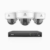 HZ804 - 4K 4 Channel 3 Cameras PoE Security System, 4X Optical Zoom, 2.8 - 12 MM Motorized Varifocal Lens, Smart Dual Light Night Vision, Motion Detection 2.0, Built-in Microphone, Siren & Strobe Alarm, Upgraded Version